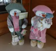 Standing Snowmen Couple with for Christmas Season Display Brand New