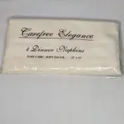 Carefree Elegance 4 Dinner Napkins 17” x 17” Cloth Napkin Towelette Four Dining