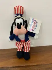 Disney Plush Uncle Sam Goofy Bean Bag Doll 10 Inch Stuffed Animal Toy With Tag