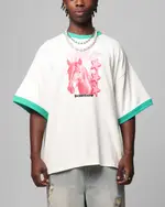 [LOITER] Loiter Western Front Ringer T-shirt White/green - Size XL XL White/Green