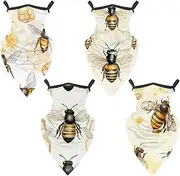 [Diusye] 4 Pcs Neck Gaiter Face Cover Bandana Scarf, Honey Bees on Hives Background