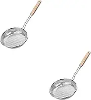 SHOWERORO 2pcs Convenient Pasta Spoon Frying Oil Strainer Kitchen Slotted Spoon Colander