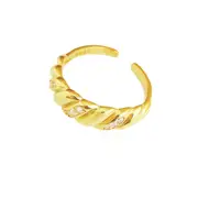 Culturesse Lanette Sterling Silver Austrian Zircons Open Ring 18K Gold Vermeil