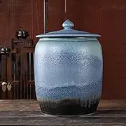 Household Ceramic Rice Jar 33lbs, Ceramic Rice Container With Lid, Chinese Ceramic Rice Bucket, Large Ceramic Rice Cylinder, Rice Dispenser(15kg/33lb)