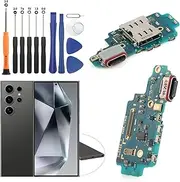 Dock Connector for Samsung Galaxy S24 Ultra Charging Port Flex Cable Replacement for Samsung Galaxy S24 Ultra SM-S928U SM-S928U1 USB Charger Dock Board Connector with Tools(Black)