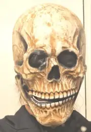 Creepy Halloween Full Head Skull Mask with Movable Jaw, Adult Entire Head