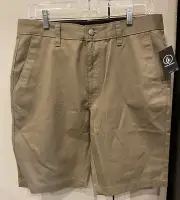 NWT Volcom Chino Monty Stretch 22 Shorts Beige Size 30