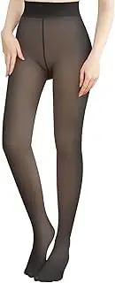 [Malaxlx] Womens Winter Tights Fleece Lined Pantyhose Warm Leggings Thicken Fake Translucent Tights Elastic Control Top Pantyhose