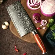 Cleaver Knife 73 Layers Damascus Steel Wood Handle Chef Hammered Butcher Slicing