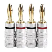 High Stability Pro Quality Gold Plated Banana Speaker Plugs Hi-Fi Pack of 4