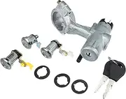 X AUTOHAUX Ignition Switch Starter Door Lock with Keys 99810-16G03 for Nissan D21 Pick-up 1986-on Metal Silver Tone Black Gold Tone 1 Set