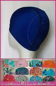 Kids 2 - 5 yrs LYCRA SWIMMING CAP MOSTLY ROYAL BLUE DESIGN Childs Swim Hat - NEW