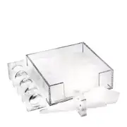 (D) Judaica Napkin Holder Set with 6 Napkin Rings for Table Acrylic White