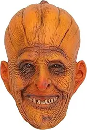 [AEIOFU] Pumpkin Mask Creepy Spooky Halloween Mask Latex Scary with Horror Face & Sharp Teeth Decorative Pumpkin Head for Cosplay, Party, Film Prop Scary Head