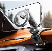 360 Degree Rotation Dashboard Car Phone Holder, Clip on Dashboard Cell Phone Holder for Driving Navigation, Magsafe Magnetic Car Mount for Rearview Mirror, MagSafe Dash Mount for iPhone 16 15 14 13 12