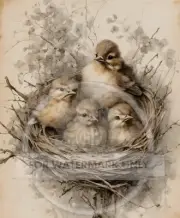Nestled Sepia Birds DECOUPAGE CENTRAL Decoupage Rice Paper DC 706
