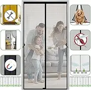Fiberglass Magnetic Screen Door - Fits 32 x 80 Size, 34" x 81" Screen, Heavy Duty Mesh With Magnets, Magnetic Closure for Front/Back Single Door, Full Frame Velcro (Black)