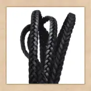 Flat Braided Genuine Leather Cord for Bracelet Making 12.5x6 mm, Black - 1.1 Yd