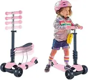 3 Wheel Scooter for Kids - Folding Scooters for Kids/Toddlers, Adjustable Height, Non-Slip Plate, Flashing Wheel Lights, for Boys / Girls 1-6 Years Old