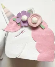 Spritz Easter Basket Girls Small Pink White Unicorn Felt With Handle