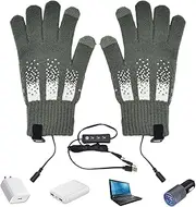 [Shxupjn] Heated Gloves for Men, Hiking Cycling USB Hand Warmers, 3 Levels Thermal Ski Gloves, Removable Winter Touchscreen Heated Gloves for Cycling, Driving, Hiking