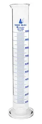 Graduated Cylinder 1000ml - Class A - Blue Graduations Round Base - Eisco Labs