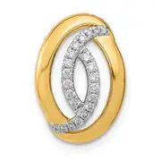 Solid 14k Yellow Gold Polished Simulated CZ Oval Chain Slide