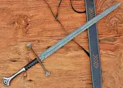 Artisan-Crafted Handmade Damascus Battle Ready Sword With Scabbard