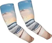[FHEDVBN] Heart Shape Romantic Beach Arm Sleeves Compression Arm Covers for Men Women Outdoor Sun Sleeves Cooling Sports Sleeve, Black