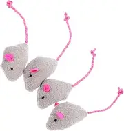 ERINGOGO 4pcs Plush Mouse Cat Interactive Teaser for Indoor Cats Durable Chew with Automatic Wobbling Feature Engaging Teething Fun