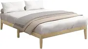 OIKITURE 30.5CM Height Wooden Platform Bed Frame - Mattress Foundation with Slat Support, No Box Spring Needed Easy Assemble, 200KG Weight Capacity, King Size