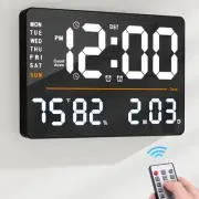 ® 16" LED Digital Wall Clock with Large Display,Alarm Clock with Digital Cale...
