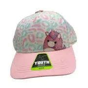 Girl's Youth Squishmallow Snapback Cap Lola Unicorn Pink White Baseball Hat