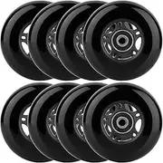 WHEELCOME Inline Skate Wheels Outdoor & Indoor Blade Roller Skate Wheels 85a Roller Hockey Wheels w/Bearings ABEC-9 for Scooter Luggage Repair, 64mm 70mm 72mm 76mm 80mm Dia, 8-Pack (Black, 70mm)