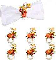 Hjatirace Halloween Pumpkin Napkin Ring - Maple Napkin Holder Pumpkin Napkin Rings - Fall Table Decorations Artificial Wooden Ring Holders for Thanksgiving Day