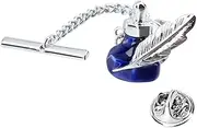 [HAWSON] Mens Black Tie Tack with Chain - Silver and Gold Optins