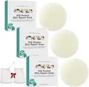 Collagen Goat Milk Whitening Soap,Silk Protein Skin Repair Soap,Deep Cleansing Protein Repair Soap,For Dull, Uneven Skin, Smooth And Soft Complexion For Face & Body (3, 3Pcs)