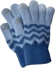 [JINZIJINYU] Knitted Touchscreen Gloves Wave Pattern Five Finger Gloves Touch Screen Adult Thickened Cycling Gloves