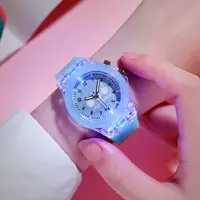 在飛比找蝦皮購物優惠-韓國時尚模擬石英果凍 LED 女士手錶石英模擬暢銷