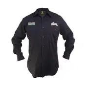 South Sydney Rabbitohs NRL Button up Work Shirt Long Sleeve Black