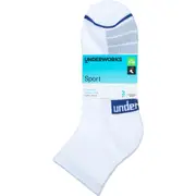 Underworks Mens Sport Quarter Crew White 7 To 10 3 Pack