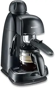 [SEVERIN] espresso machine, small coffee machine for up to 4 cups of espresso, coffee machine with milk frother for coffee-milk specialties, ideal for singles, black, KA 5978