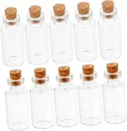 QUMIIRITY 24Pcs Small Cork Glass Wishing Bottles Transparent Miniature Craft Jars for Storing Messages Essential Oils and DIY Projects Detail and Portable Design
