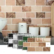12pcs 3D Peel and Stick Tile Stickers for Walls, Waterproof Vinyl Backsplash Decals, Self-Adhesive Removable Wall Tiles for Kitchen, Bathroom, Living Room, Hom