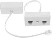 KONTONTY 6p4c Rj11 Adapter 2pcs Telephone Splitter Rj14 Cable Converter Portable Design White