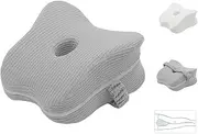 Gray Leg Pillow with Memory Foam Core, Knee Pillow for Side Sleepers, Adjustable Strap for Knee, Foot, and Head Support, Pregnancy Cushion for Improved Leg Shape