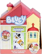 Bluey's Play Date Plush Surprise, Decorate Bluey's House with Stickers, Attach The Play Time Sign, Then Open The Door for a Surprise Bluey Plush to Appear, Which Bluey Plush Will You Get?