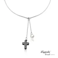 在飛比找Yahoo奇摩購物中心優惠-大東山珠寶 珍珠925銀項鍊 氣質黑瑪瑙十字架