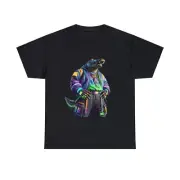 Streetwear Designer Adult T-Shirt Neon Alligator Crocodile Cyborg Futuristic Tee