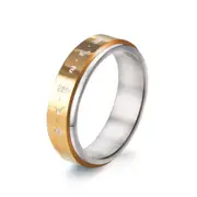 3Pcs Men's Rotatable Ring Titanium Steel Buddhist Mantra Pattern Spinner Lucky Ring